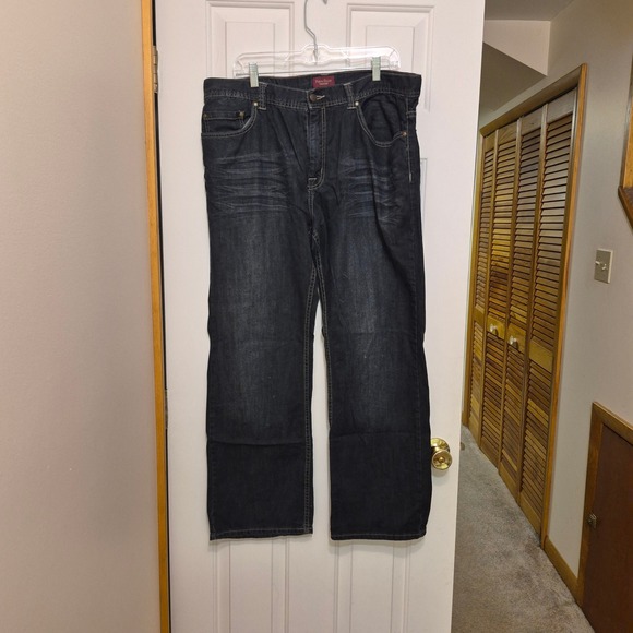 Perry Ellis Other - Perry Ellis Premium Denim Mens 38x30 Dark Wash Blue Straight Leg Jeans RN 37763